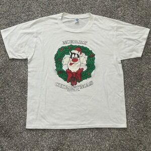 Vintage 1986 Sylvester the Cat Christmas T-Shirt Artex Mens XL Looney Tunes 80s